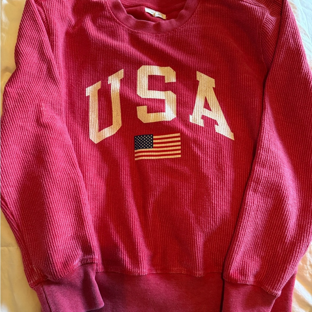 Maurices Pink USA Graphic Ribbed Sweatshirt